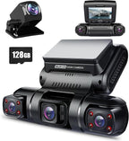 360° 4 Channel Dash Cam Front and Rear Inside Left Right, Dash Camera for Cars, Built-in GPS WiFi Night Vision, 24/7 Recording Parking Mode Monitor, 128G Card Included