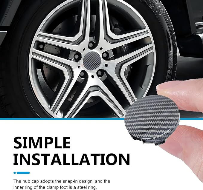 4PCS Car Wheel Hub Center Caps, 2.36" OD 2.2" ID Wheel Center Caps, Carbon Fiber ABS Snap-in Rim Hub Cover, Rustproof Center Caps for Rims, Universal Wheel Hub Decoration (Carbon Fiber)