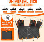 Elufa Hard Bottom Dog Car Seat Cover for Back Seat, 52" Back Seat Extender for Dogs, Waterproof Nonslip Dog Hammock with Flat Platform, Supports up to 500 lbs, Fits Cars, SUVs & Trucks
