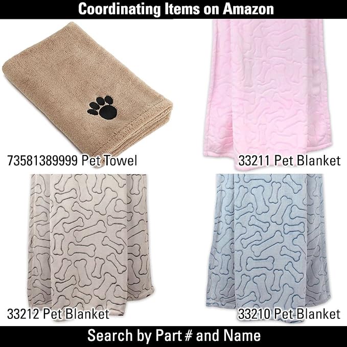 Pet Grooming Towel Collection Absorbent Microfiber X-Large, 41x23.5, Embroidered Taupe (Pack of 12)