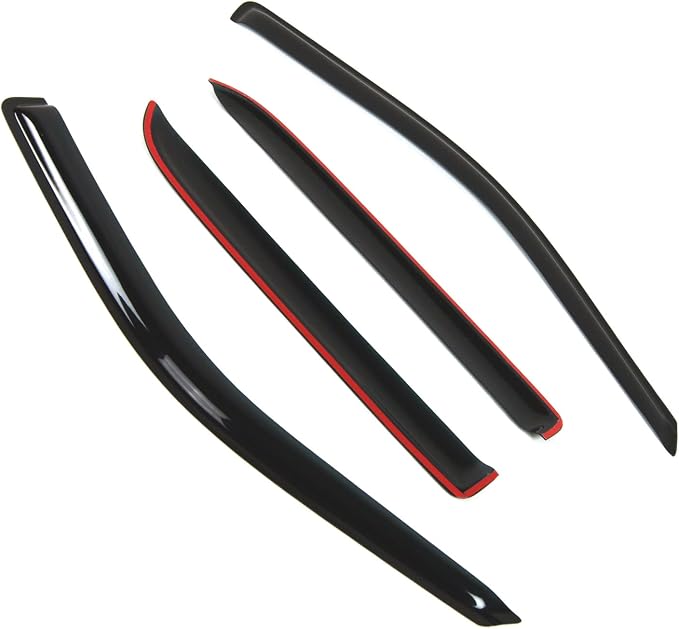 Outside Mount Window Vent Visors Rain Guards Compatible with Dodge Ram 1500 Crew Cab 2009-2016 | Side Window Wind Deflectors Rain Shields | Smoke Tinted, 4 Pcs Set, DGWV-130