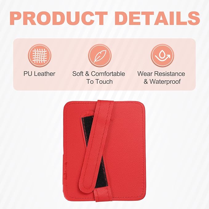 Car Sun Visor Organizer 6.02" x 4.76" Leather Multi-Pocket Visor Card Sleeve Pocket Car Truck SUV Interior Storage Pouch for Driving License Credit Cards Bills Sunglasses, Red
