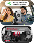 Magnetic Car Phone Holder [Strong Suction&Strong Magnetic] 360° Adjustable Car Phone Mount for Windshield, Ultra-Durable Metal, Suction Cup Car Phone Mount for iPhone Samsung All Smartphone