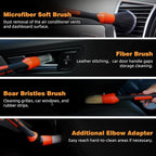 9PCS Car Detailing Brush, Horse Hair and Boar Bristle Brush Set with Elbow Adapter, Microfiber Wax Applicator Pads, Drying Towel and Cleaning Gel,Cleaning Kit for Interior Exterior