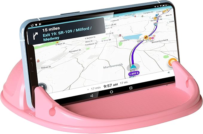 Car Phone Holder, Car Phone Mount Silicone Car Pad Mat for Various Dashboards, Slip Free Phone Stand Compatible with iPhone, Samsung, Pink