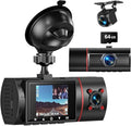 Dash Cam Front Rear and Inside, 3 Channel Dual Dash Camera for Cars W/ 64GB Card,1080P Dashcam Front with Night Vision,Loop Recording,G-Sensor,24H Park Monitor
