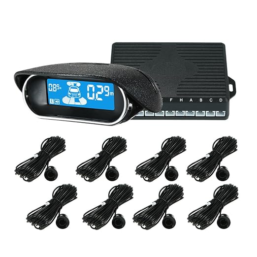 Car Reverse Backup Radar System, Front and Rear Parking Sensors Kit, 8/Sensors Electronics Cars Parking Assistance Reversing Radar with LED Display and Sound Warning