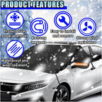 Car Windshield Ice Snow Cover with Magnetic Edges, Heavy Duty Oxford Fabric Windscreen Protector Cover with Side Mirror Covers, Winter Waterproof Frost Cover for Car Truck SUV RV (Orange)