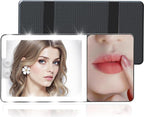 Car Sun Visor Vanity Mirror with Lights,Side with 6 inch 20X Magnifying Mirror,Rechargeable Car Makeup Mirror with 3 Light Modes,Dimmable Touch Led Screen,Black