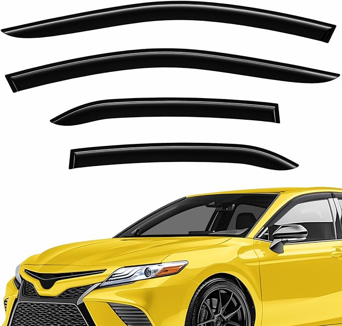 Extra Durable Window Deflectors Tape-On Window Visors Rain Guards Fit for Toyota Camry 2018-2024, Sun Visors, Wind Vent for Shades, Exterior Car Accessories - 4pcs. AG0735