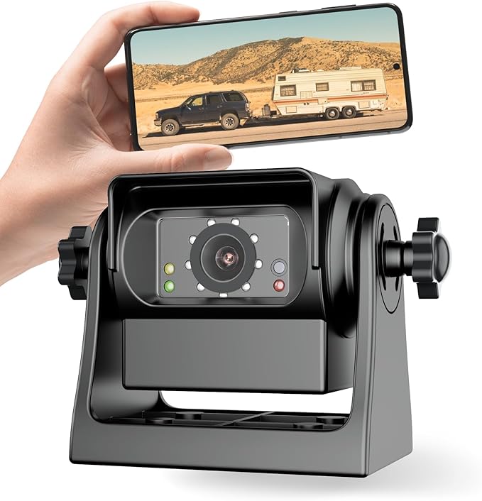 Strong Magnetic Wireless Backup Camera for iPhone Android, WiFi Hitch Camera Rechargeable Battery for Hitch Gooseneck Travel Boat Horse Trailer Truck Camper RV Front Rear View Reverse Back up