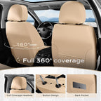 Coverado Front Car Seat Covers, Faux Leather Oil-Resistant Non-Slip Cushions, Universal Fit for Sedans, Pickups, SUVs, Waterproof Seat Covers, Car Seat Protectors – Beige
