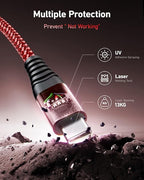 USB A to USB C Cable Fast Charging [2 Pack 6FT], USB to USB C Cable for Car, Durable Braided USB Type C iPhone Charger USBC Cord for iPhone 17/16/15/Pro Max/Plus, Samsung Galaxy S23 and More-Red