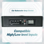 10" 1200W Slim Under Seat Powered Car Subwoofer, Car/Truck Audio Sub Built in Amplifier amp Combo, with RGB LED Light (Subwoofer + Mounting Wire Kit)