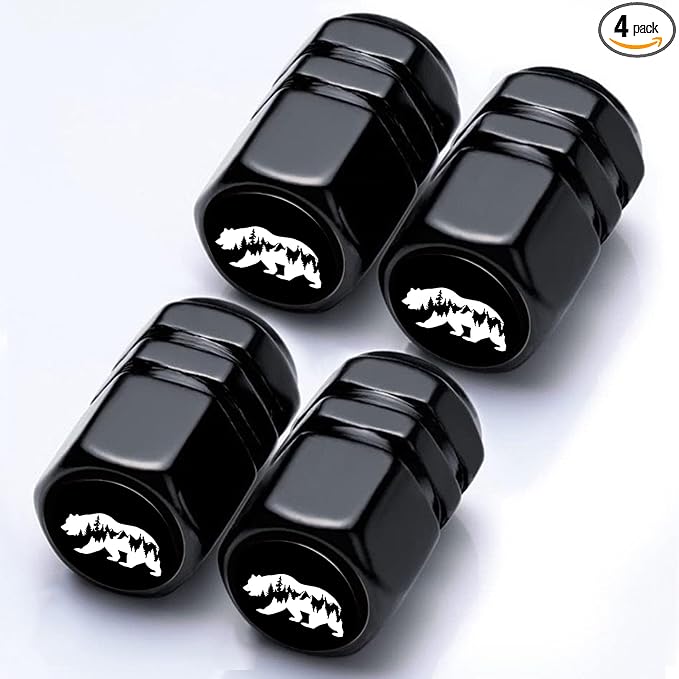 4Pack Bear Tire Valve Stem Cap Bear Car Accessories Aluminum Alloy Rust-Proof Universal Dust Covers Tire Air Cap for Car,Truck,SUV,Bike,Motorcycle Tires,Bears Loves Gifts for Women Mom Men