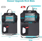 Oasser Seat Back Protector Kick Mats Backseat Car Organizers | 2 Pack, 1 Tissue Box, 12.9" Touch Screen Tablet Holder, Large Back of Seat Protector and Storage for Kids, 8 Pockets, Black