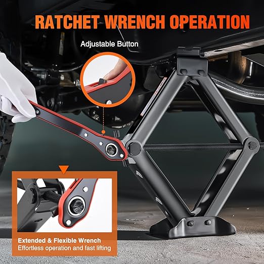 Scissor Jack Kit for Car 2 Ton(4409 lbs), Heavy Duty Portable Steel Scissor Lift Jack Car Tire Changing Kit with Ratchet & Lug Wrench for Sedan SUV MPV, 3.9''-15.7'' Lifting Range, Black