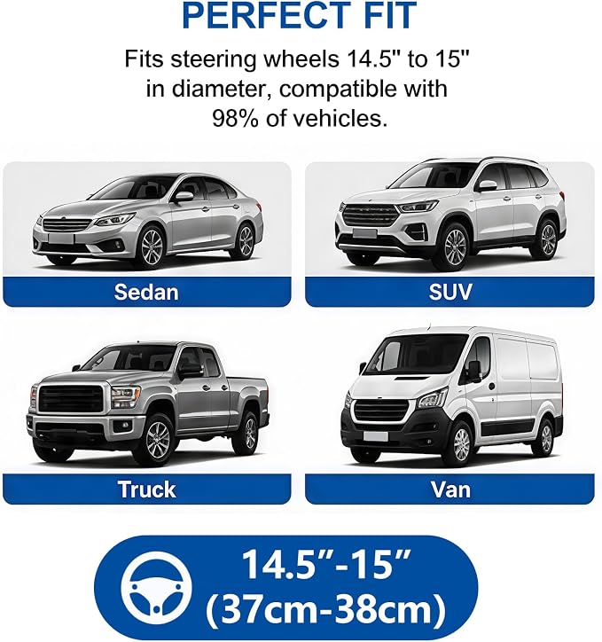 Car Steering Wheel Cover, 15 inch Carbon Fiber Microfiber Anti-Slip Breathable PU Leather Elastic Steering Wheel Protector, Car Interior Accessories for Most Cars (Orange)