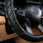 car Steering Wheel Cover Faux Leather Massage Universal fit 3D Honeycomb Hole Anti-Slip Sporty 15 Inches (Black Black)