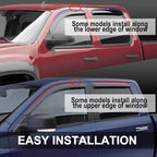Side Window Visors Wind Vent Deflector fit for 2007-2018 Jeep Patriot, 4pcs Out-Channel Tape-On Dark Smoke Nice Shade Sun Rain Guards Set 94359