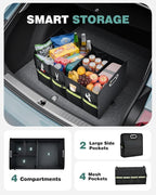 Update Trunk Organizer for Suv, Premium Waterproof Car Organizers and Storage, Collapsible Multi-Compartment Truck Organizer Back Seat Storage for Car