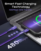 USB C to C Cable Fast Charging [2 Pack 6FT], USB C to USB C Cable for CarPlay, Durable Braided USB Type C iPhone Charger USBC Cord for iPhone 17/16/15/Pro Max/Plus, Samsung Galaxy S23 and More-Purple