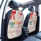 Playful Handdrawn Ribbon Minimalist Car Seat Back Kick Protectors,2 Pack Kick Mats with Storage Pockets for Vehicles to Protect from Dirt Mud Scratches