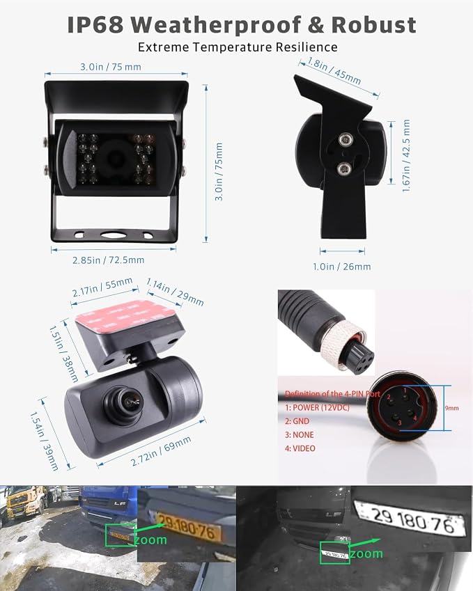 4 Channel 1080P AHD Mobile Vehicle Car DVR Black Box Video Recorder Kit with 4pcs Waterproof Side Rear View Backup Night Vision IR Car Camera 7" HD Car Monitor