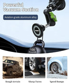 Magnetic Car Phone Holder, Ultra Stable Windshield Phone Mount, Strong Suction Cup & Powerful Magnetic, 360° Rotatable, Durable Premium Aluminum Alloy, for All Vehicles & All Smartphones