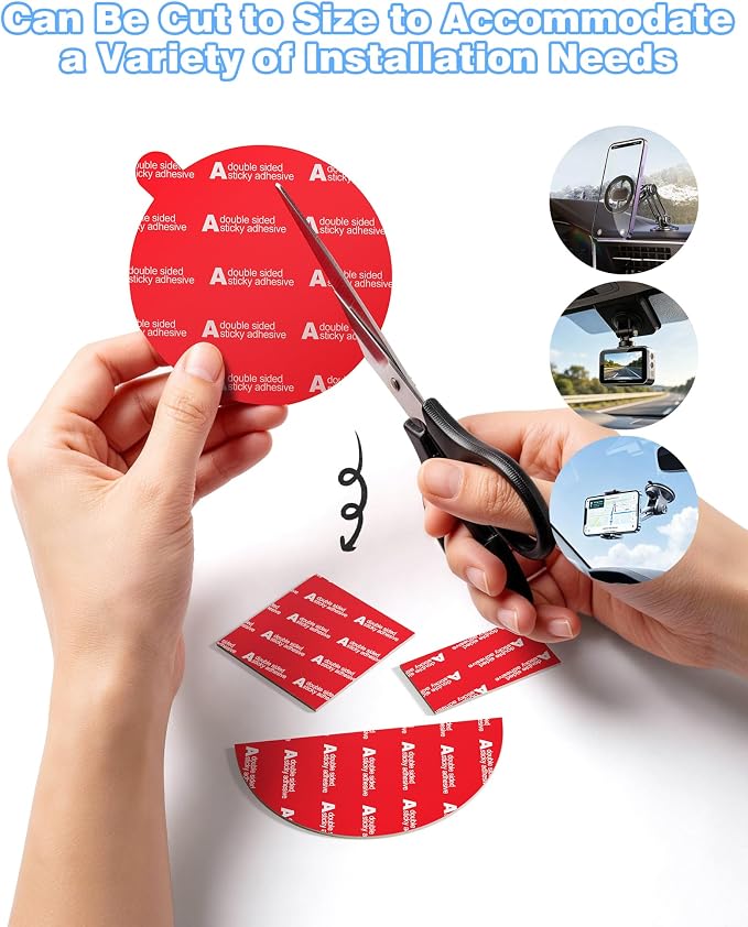 Adhesive Pads for Car Phone Mount, 4Pcs 2.76" Round Sticky Tape | Double-Sided heat resistant tape replacement. For dashboard suction cup, dash cam, GPS, windshield. With adhesion promoter.