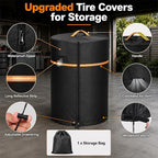 Tire Covers,Heavy Duty 420D Tire Cover for Storage with Waterproof Zipper and Handle Easy to Put on,All Season Protection,Large Car Wheel Cover for Jeep,Truck,SUV,Trailer & RV(Within 28 Inch Diameter)