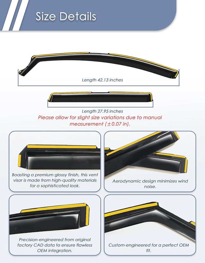 in-Channel Window Rain Guard for Honda CR-V 2017-2022 CRV Rain Guards Side Window Visors Low Profile Vent Visor Window Deflectors Vent Shades Car Accessories