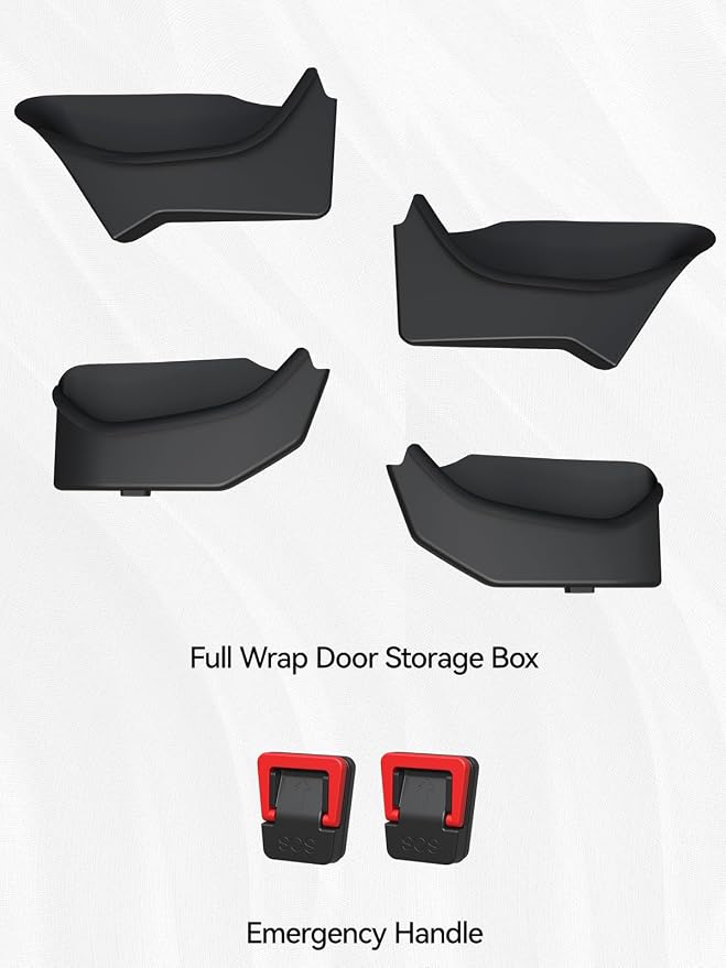 4PCS Door Side Storage Box Full-Wrap Pocket Liner compatible with 2026 2025 Tesla Model Y Juniper Accessories TPE Front and Rear Full Cover Door Side Organizer Tray(Not fit Standard & YL)