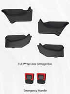 4PCS Door Side Storage Box Full-Wrap Pocket Liner compatible with 2026 2025 Tesla Model Y Juniper Accessories TPE Front and Rear Full Cover Door Side Organizer Tray(Not fit Standard & YL)