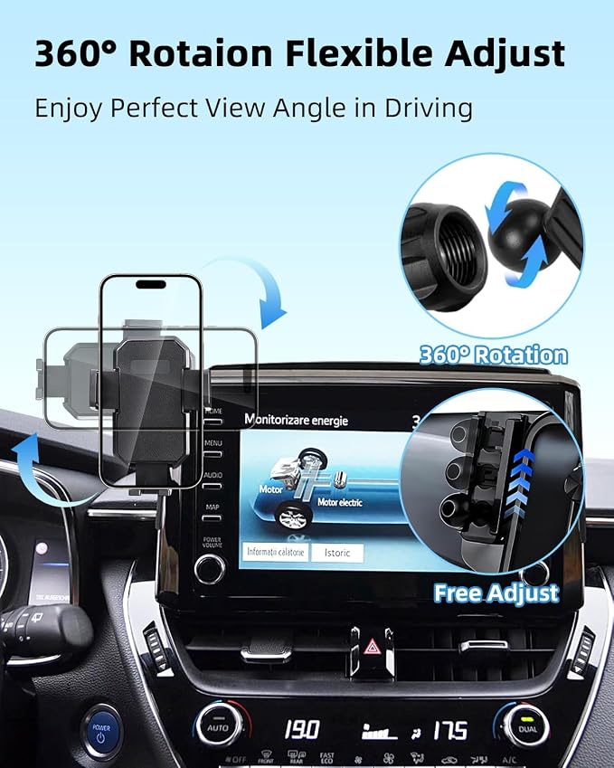 PZK Car Phone Mount for 2019-2026 Toyota Corolla/Corolla Cross 2022-2026 | Corolla Hatchback Accessories 8-inch Screen Auto Lock Car Phone Holder 360° Rotation Not Affect Vent Cell Phone Cradles