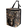 Deer Hunting Camo Print Car Trash Can with Lid, Leak Proof Auto Trash Bag Hanging Vehicle Garbage Can Multipurpose Storage Container for Back Seat Road Trip