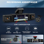 360 Degree View 4 Channel Dash Cam 1080 P Front and Rear Inside, Left and Right Dash Camera for Cars, 3.16 Inch Night Vision, Loop Recording, Exposure Compensation, Reversing Assistance