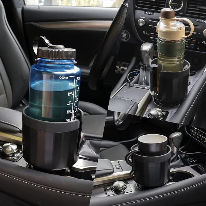 Car Cup Holder Expander with Adjustable Base, Large Bottles & Big Drinks Diameter in 3.2"-4.0" Car Interior Accessories Fit for Vehicles, RV's, Trucks
