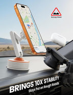 for Magsafe Car Mount - [Ultra Nano Gel & 70+LBS Vacuum Suction] 360° Magnetic Phone Holder for Car Suction Cup Phone Mount Dashboard Windshield Car Mount for iPhone 17 16 15 14 Pro Max White