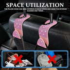 4PCS Bling Car Seat Headrest Hooks, Purse Holder for Car, Vehicle Back Seat Purse Handbag Hanging Holder with Crystal Rhinestone, Diamond Car Rear Seat Organizer for Vehicles (Pink)