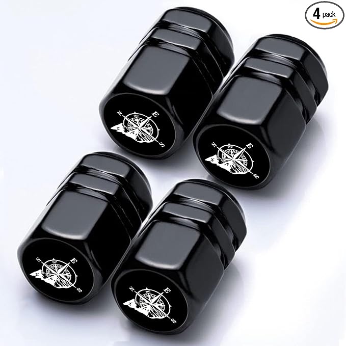 4Pack Compass Tire Valve Stem Cap Compass Car Accessories Aluminum Alloy Rust-Proof Universal Dust Covers Tire Air Cap for Car,Truck,SUV,Bike,Motorcycle Tires,Gifts for Women Mom Men