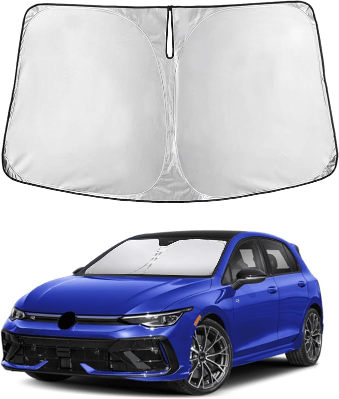 Windshield Sunshade Compatible for Volkswagen VW Golf Mk8 2022-2024 2025 2026, Sun Visor for Front Windshield & Window Sun Shade Cover, UV Heat Blocker & Protector, Car Accessories