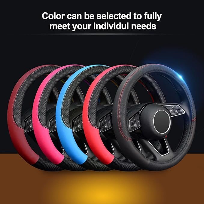 Steering Wheel Cover, Universal Fit 15 Inch Microfiber Leather Car Wheel Protector, Anti-Slip, Blue