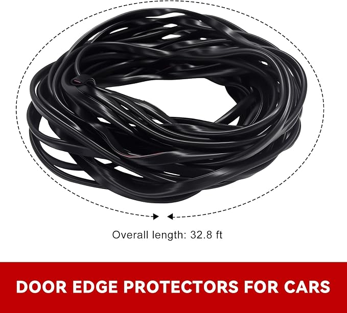 32.8Ft(10M) Car Door Edge Protector, Anti-Collision Auto Door Protective Strip U Shape Edge Trim, Self-Adhesive Automotive Doors Entry Guard Seal Protector for Most Vehicles (Black)
