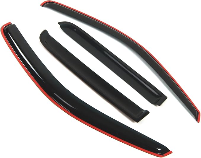 Window Visor Compatible with 2000-2004 Dodge Dakota Quad Cab, DGWV2-114i in-Channel Deflector Rain Guard Dark Smoke, 4 Pcs Set