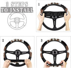 Southwest Aztec Brown Black Car Steering Wheel Cover 15 Inch Universal Breathable Soft Anti-Slip Sweat Absorbent Car Accessory Fit for Most Vehicles