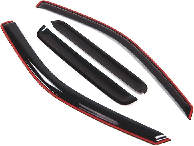 WD2-035i Dark Smoke 4 Pcs Set Window Visor (in-Channel) Deflector Rain Guard Compatible with 2004-2012 GMC Canyon Crew Cab