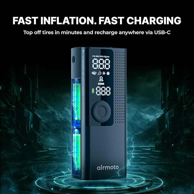 and Power Kit Bundle Deal - 1 bundle - Tire Inflator Portable Air Compressor with Power Kit for Charging on The Road - Cordless Air Pump for Car Tires, Motorcycle, Bicycle, Balls