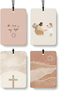 Boho Christian Jesus Air Freshener 4 Pcs, Inspirational Christian Bible Verse Hanging Air Freshener for Cars Closet Drawer Books, Religious Boho Car Accessories Mirror Decor for Women