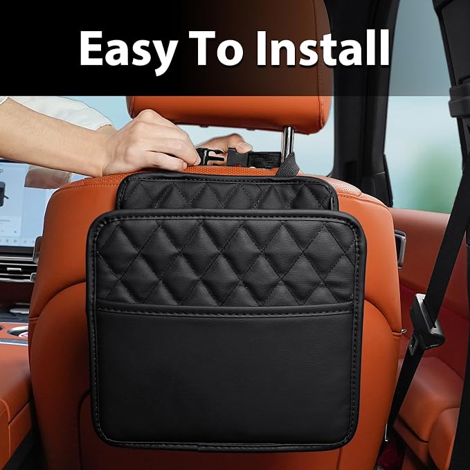Car Seat Back Organizer, Waterproof Car Backseat Organizer with Cup Holders Large Capacity Hanging Car Storage Bag for Phones Documents Cups Bottle Travel Compatible with Most Vehicles